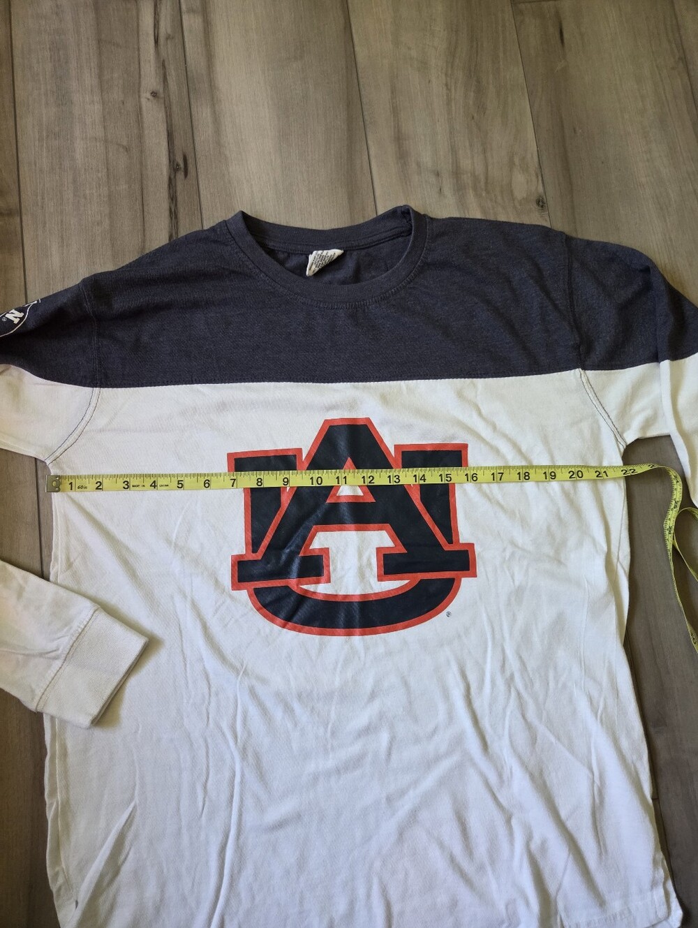 Three-Square Long Sleeve Auburn Tee - White/Navy - Picture 6 of 8